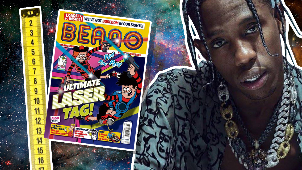 Travis Scott and a copy of the Beano