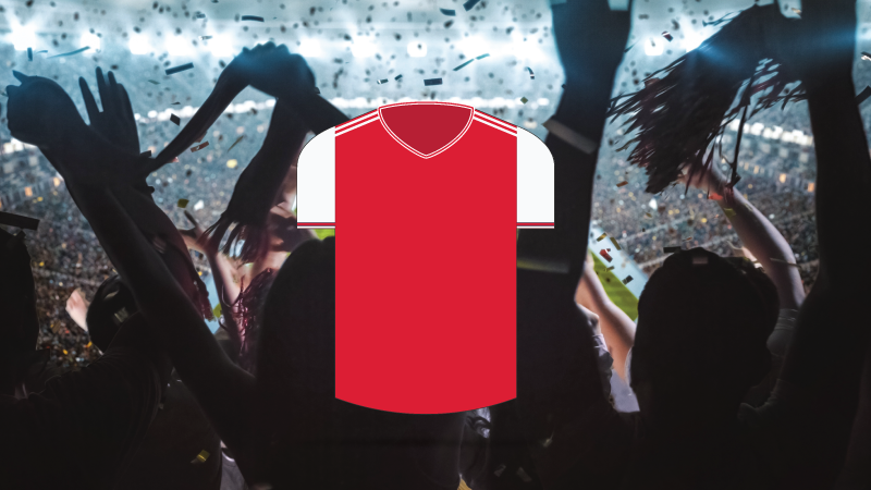 A red shirt similar to Arsenal's home kit