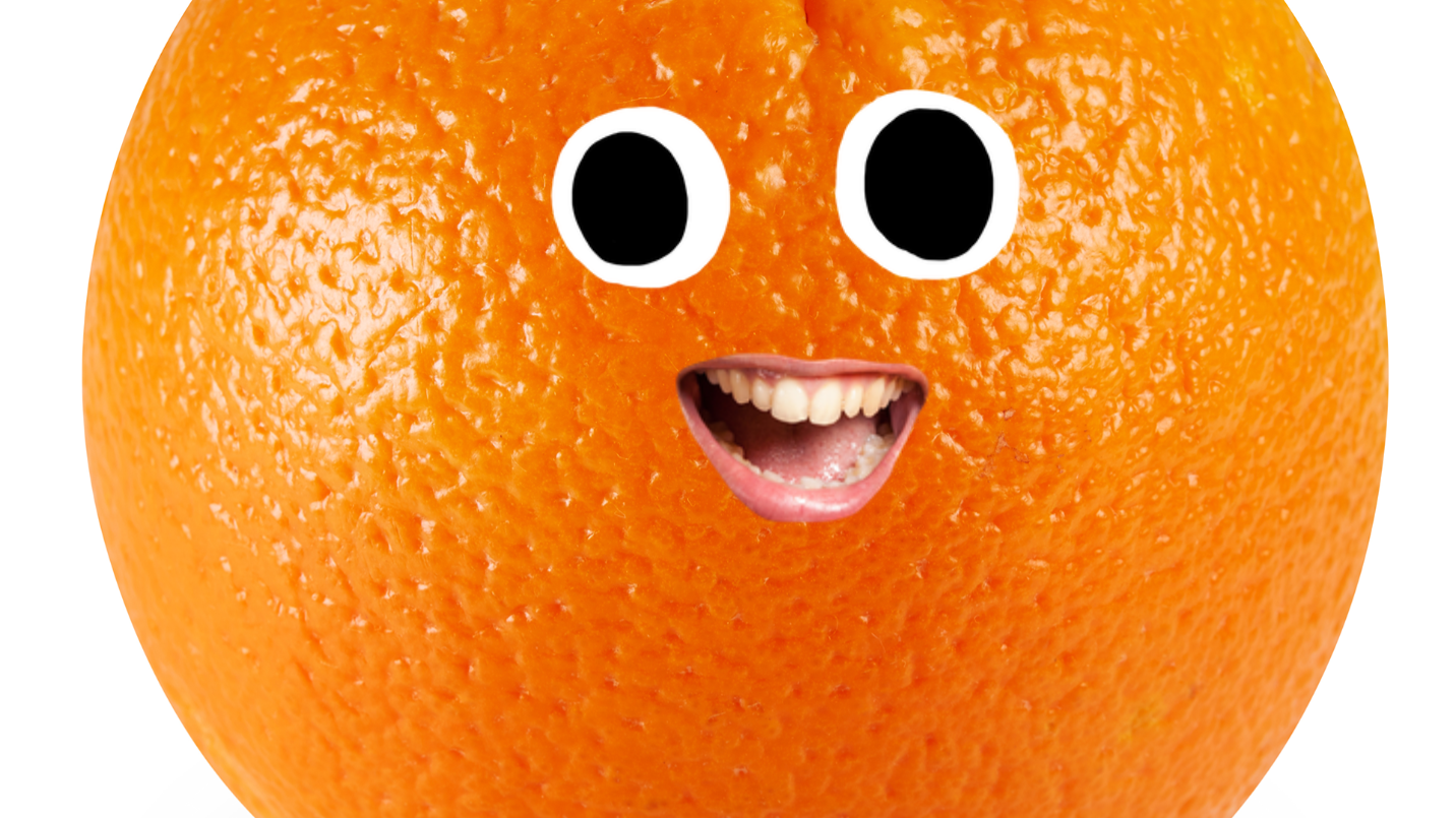 Orange with a smiley face