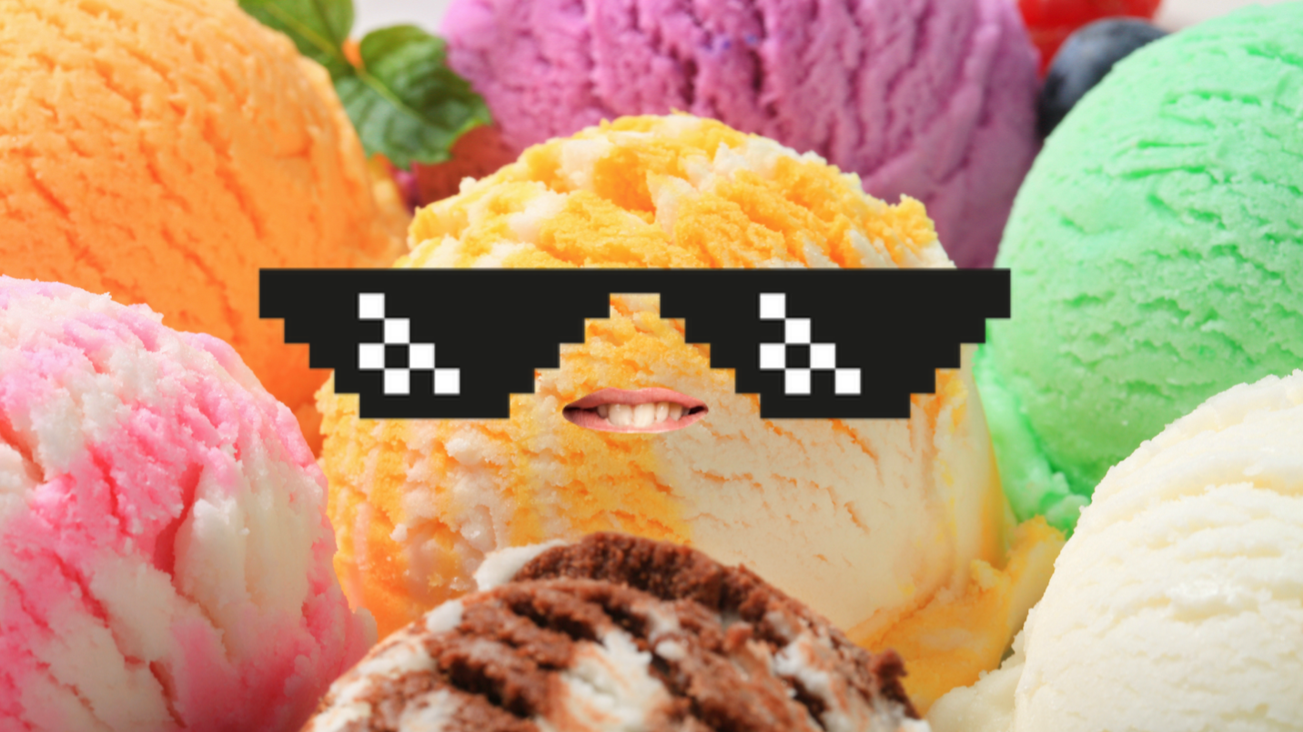 An ice cream wearing sunglasses