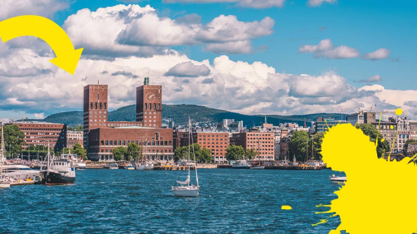 View of Oslo with arrow
