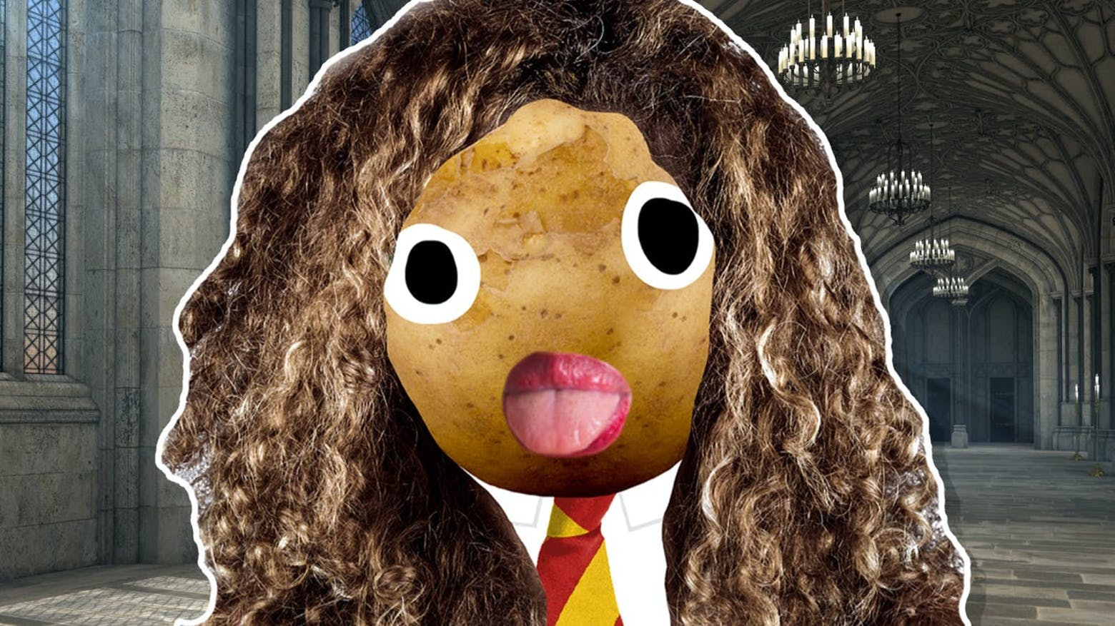 A potato-looking Hermione Granger in a scene from Harry Potter