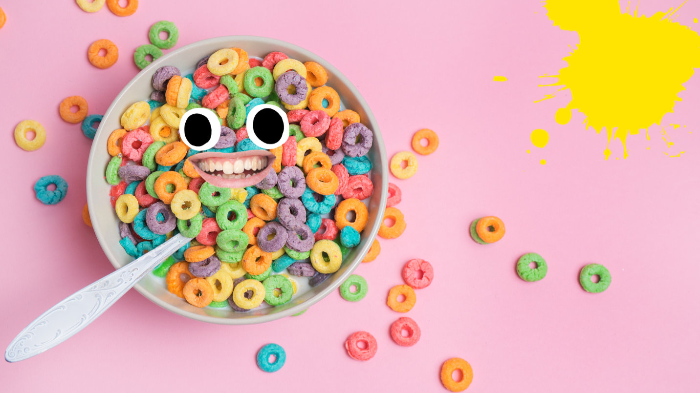 Bowlof cereal on pink background