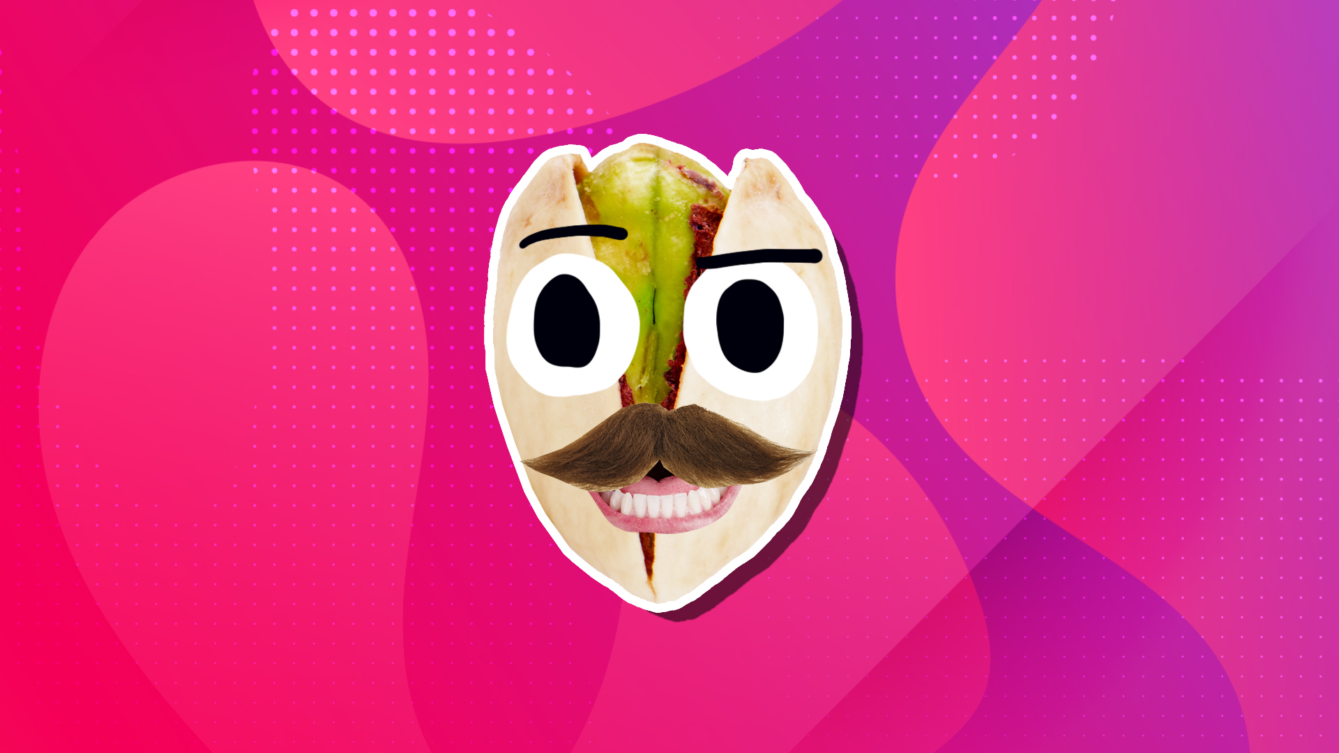 A pistachio with a moustache