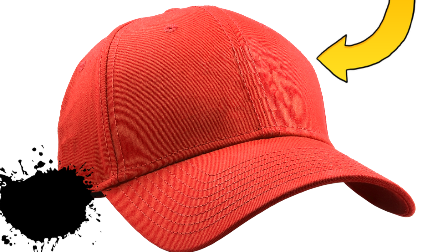 Red baseball cap with white background