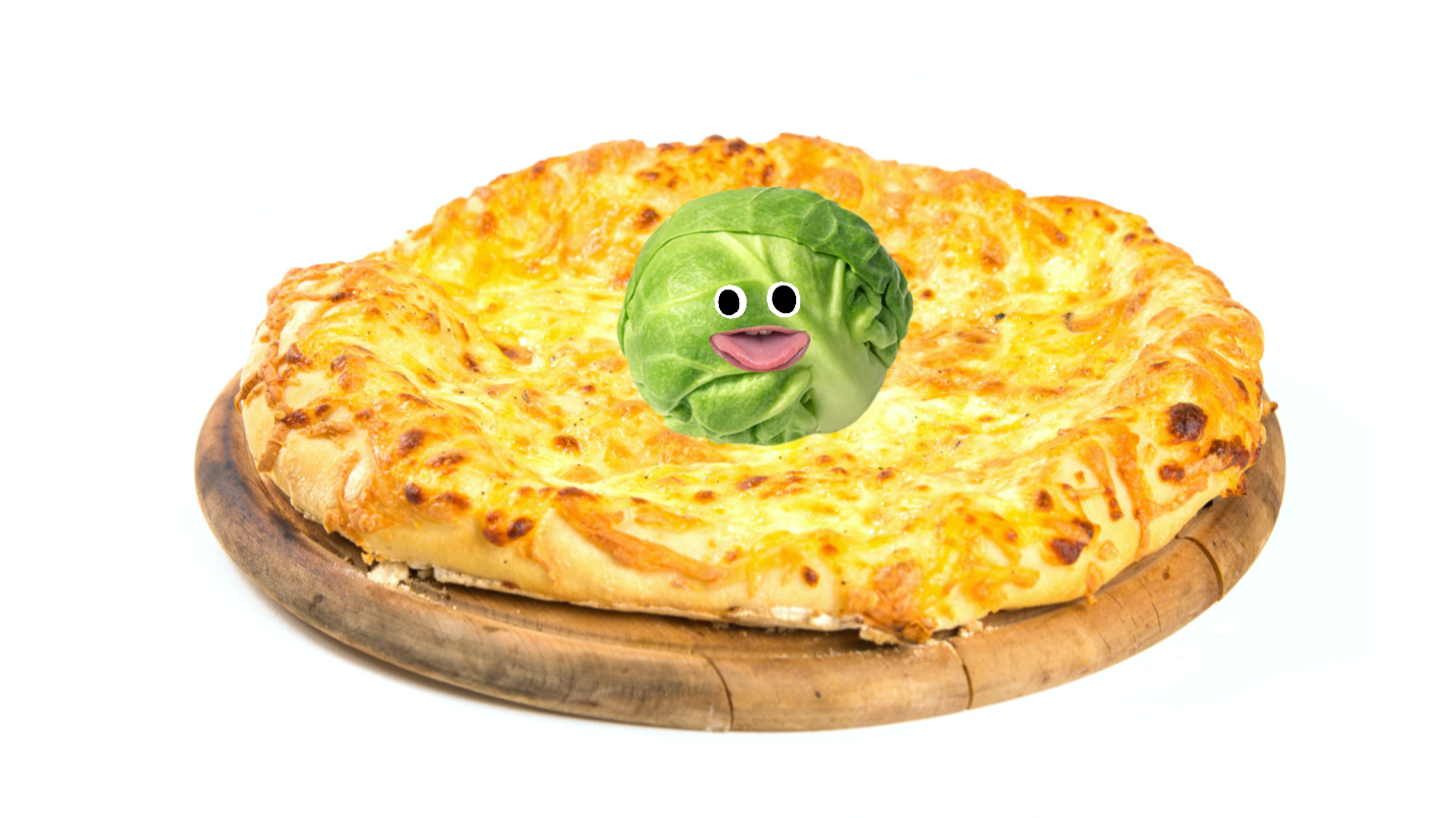A pizza and Brussels sprout