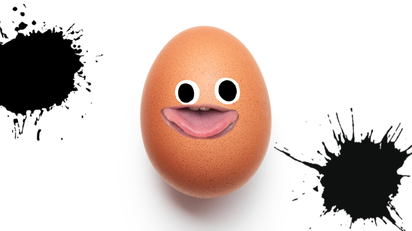 Egg with face on white background