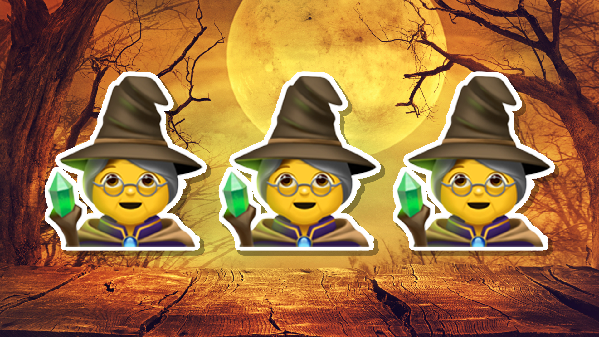 Halloween emoji witches