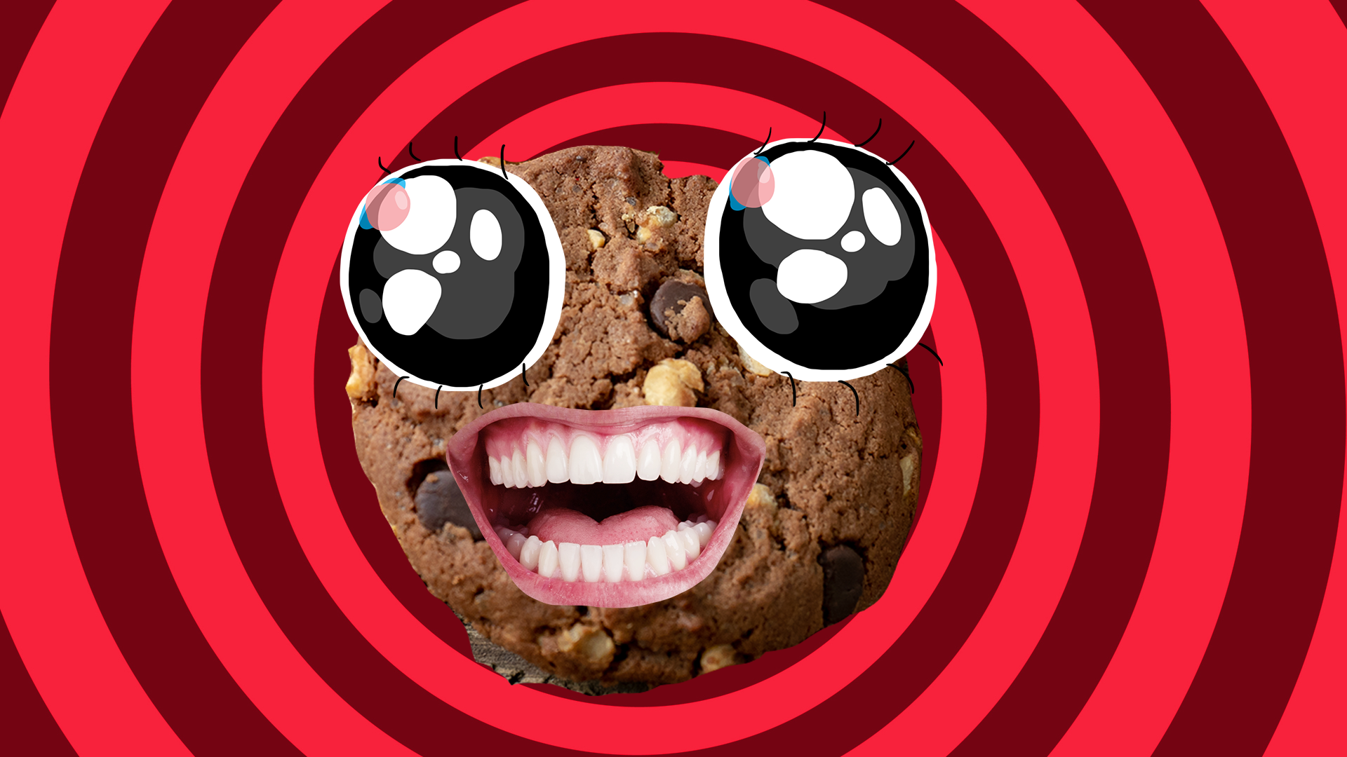 Grinning chocolate cookie