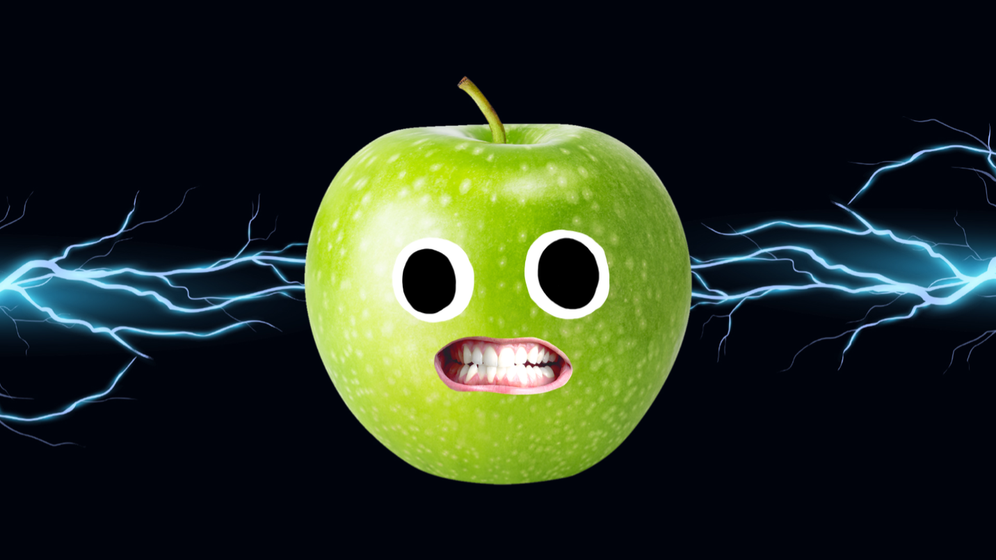 An apple being struck by lightning 