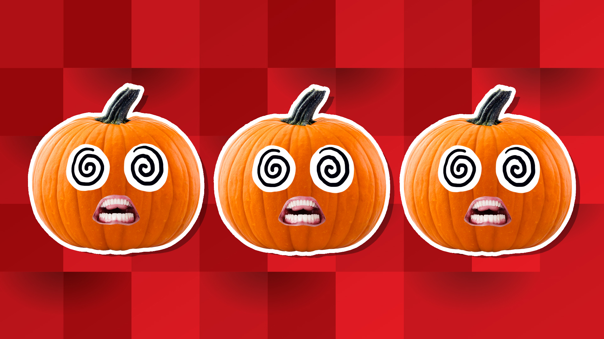 3 open mouthed Pumpkins