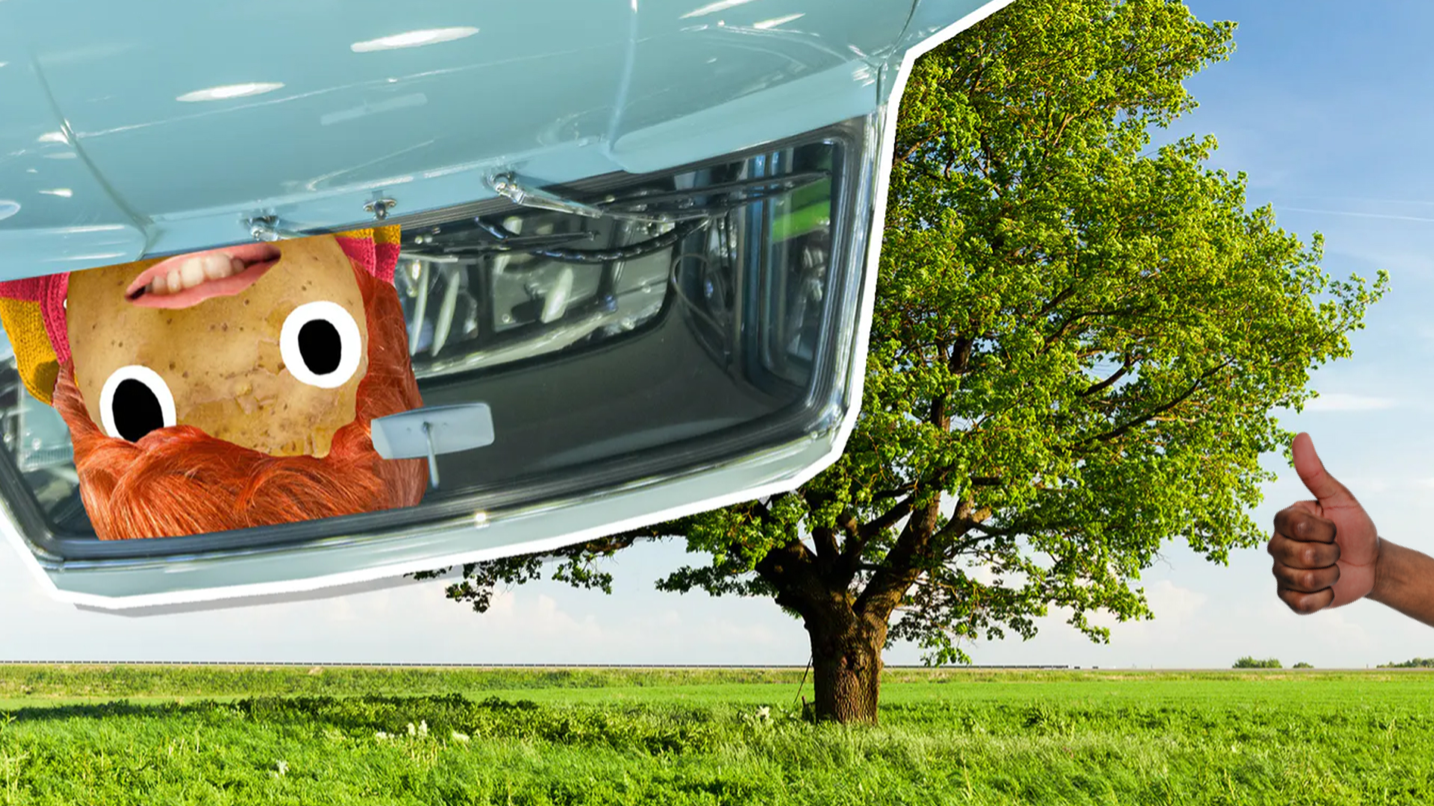 Ron in an upside down car
