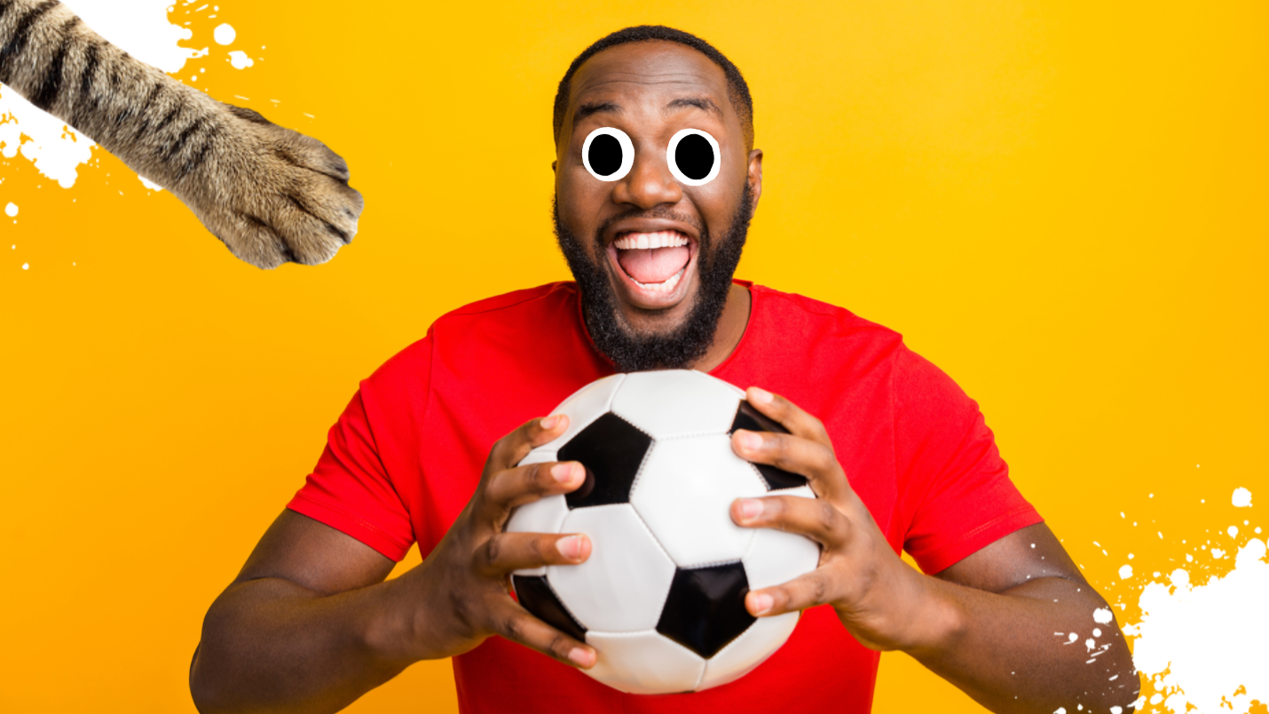A football fan holding a ball