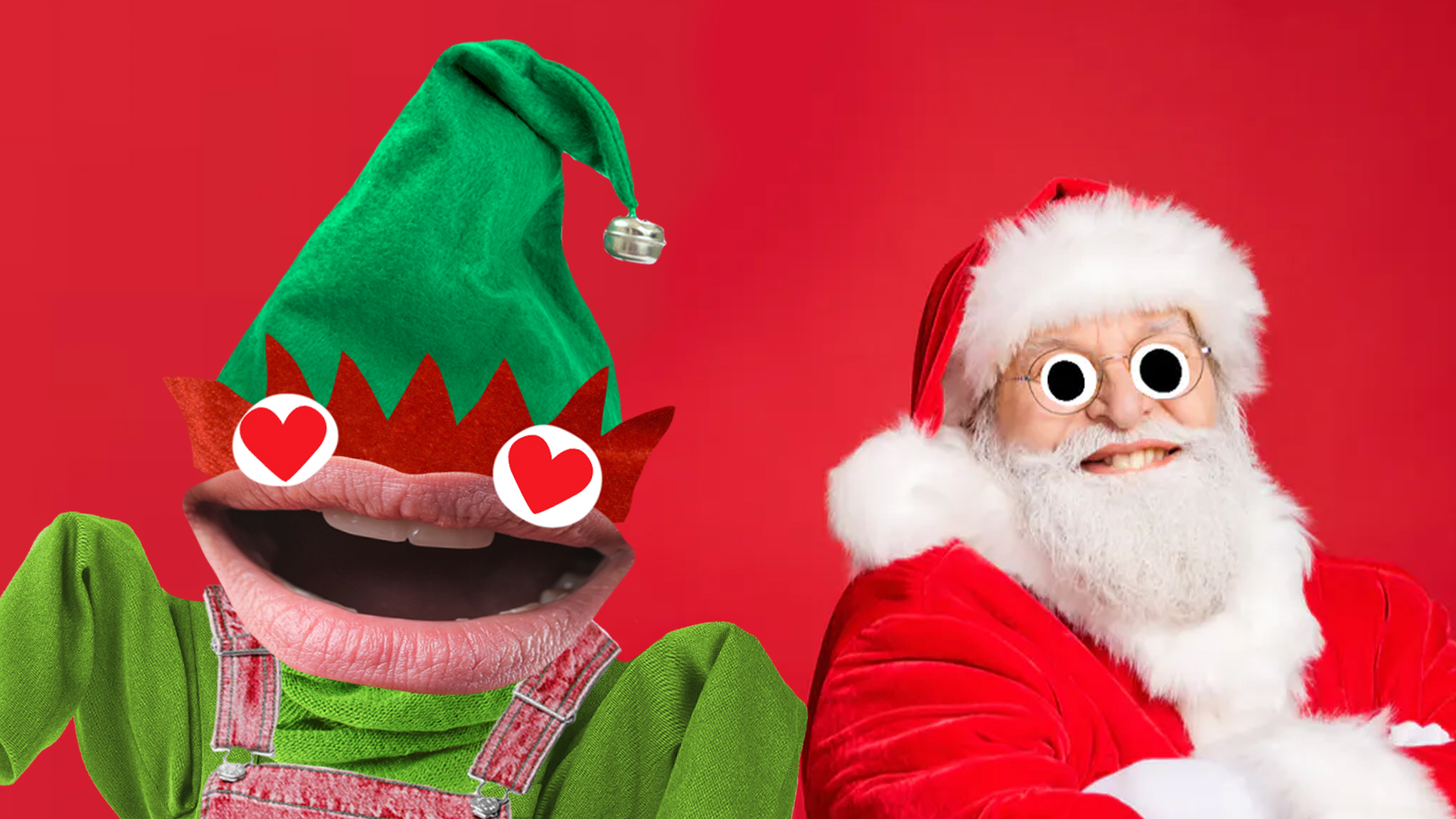 An elf and Santa