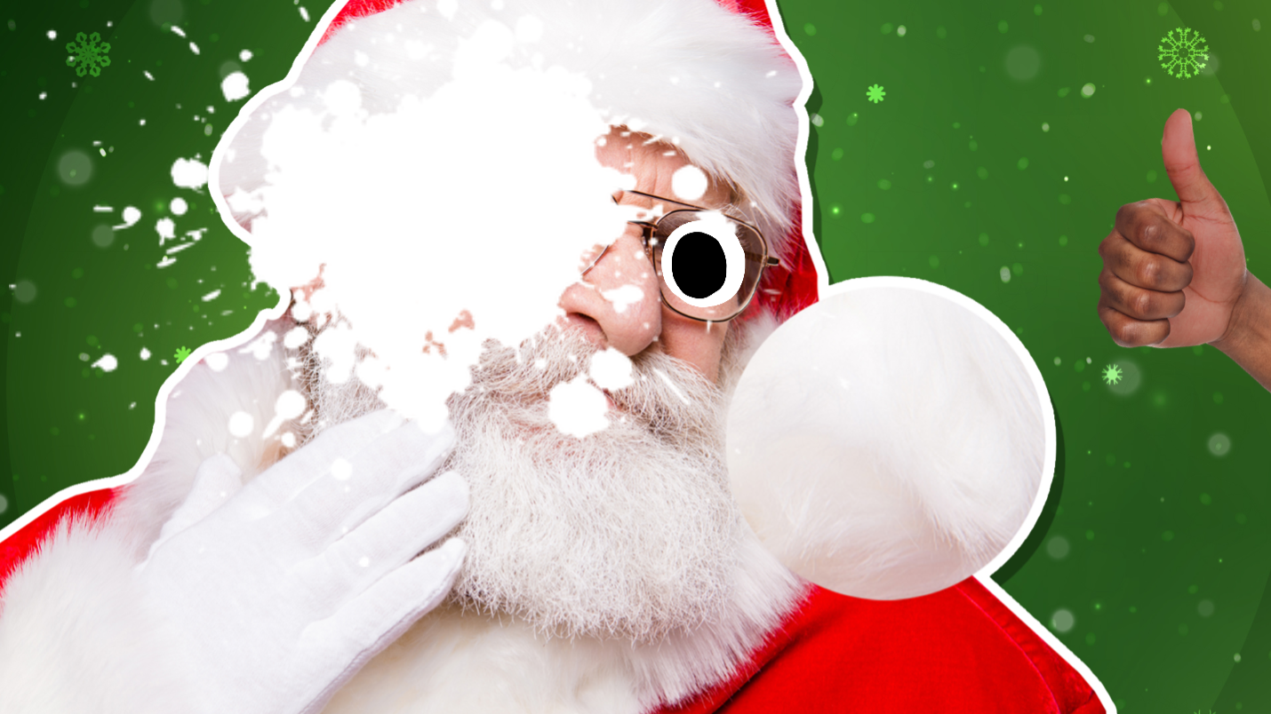 Santa getting a snowball in the face