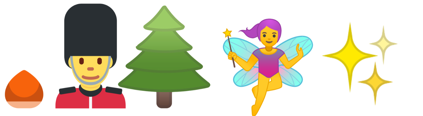 A nut, a solider, a tree, a fairy and stars