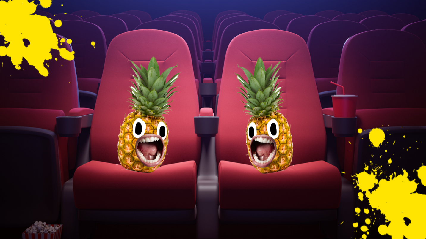 Two pineapples in a cinema