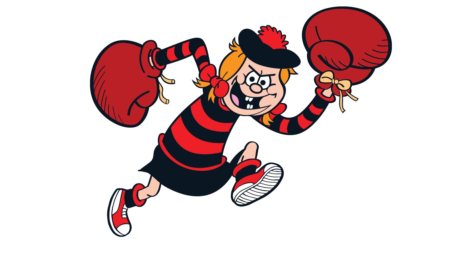 Minnie the Minx with giant boxing gloves